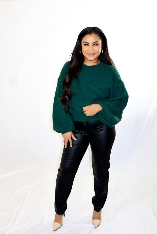 Chic high-waisted faux leather pants