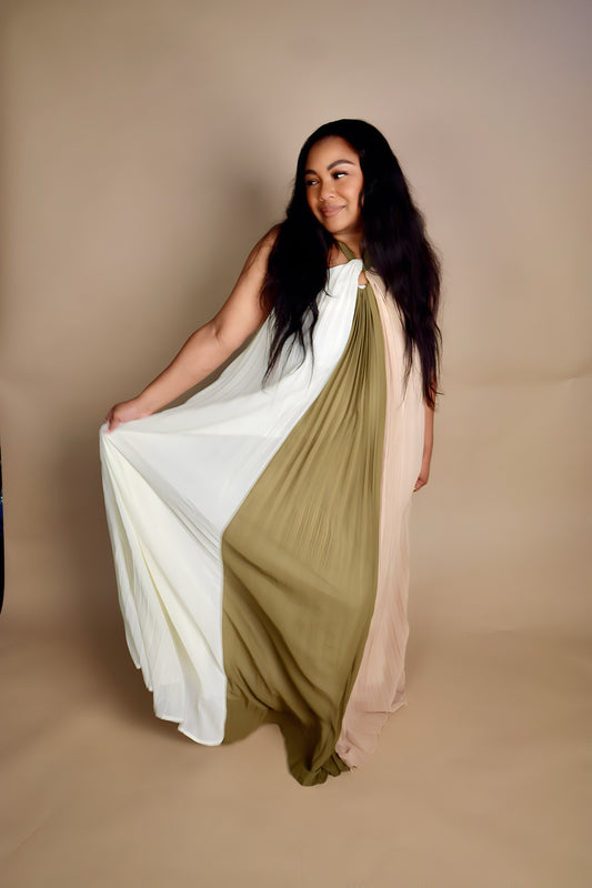 Sunset Muse Halter Maxi Dress