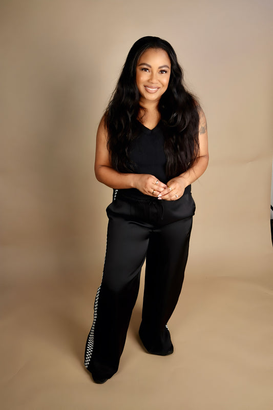 Checkmate satin pants