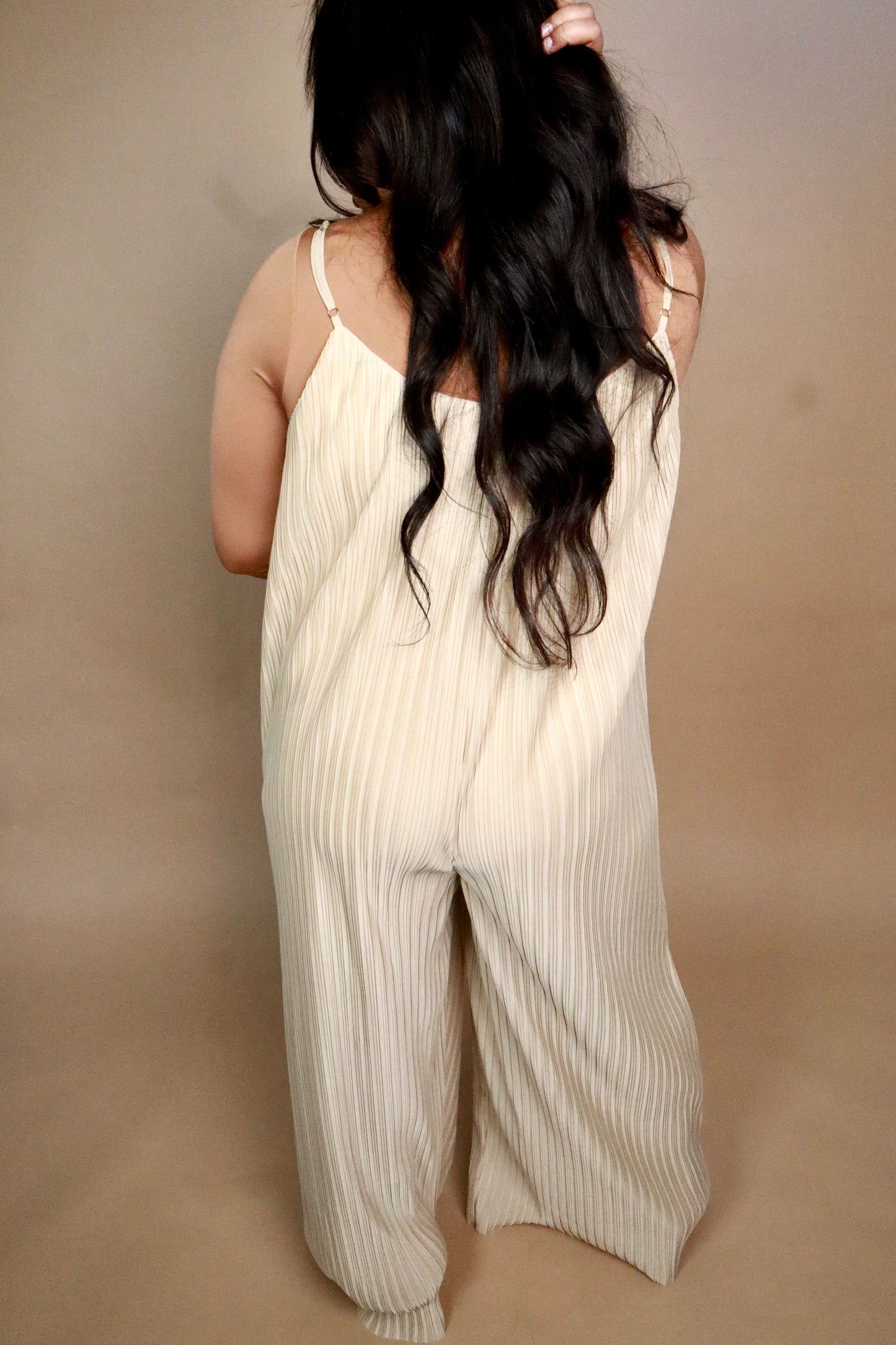 Pleated Sleeveless Jumpsuit