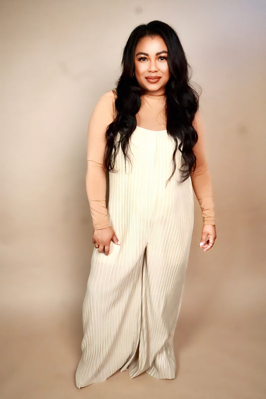 Pleated Sleeveless Jumpsuit