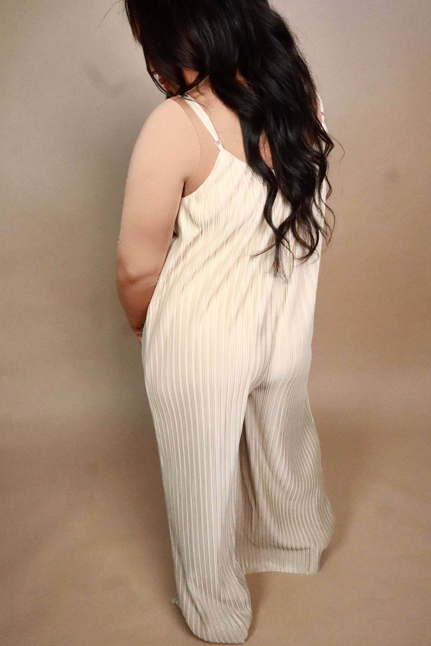 Pleated Sleeveless Jumpsuit