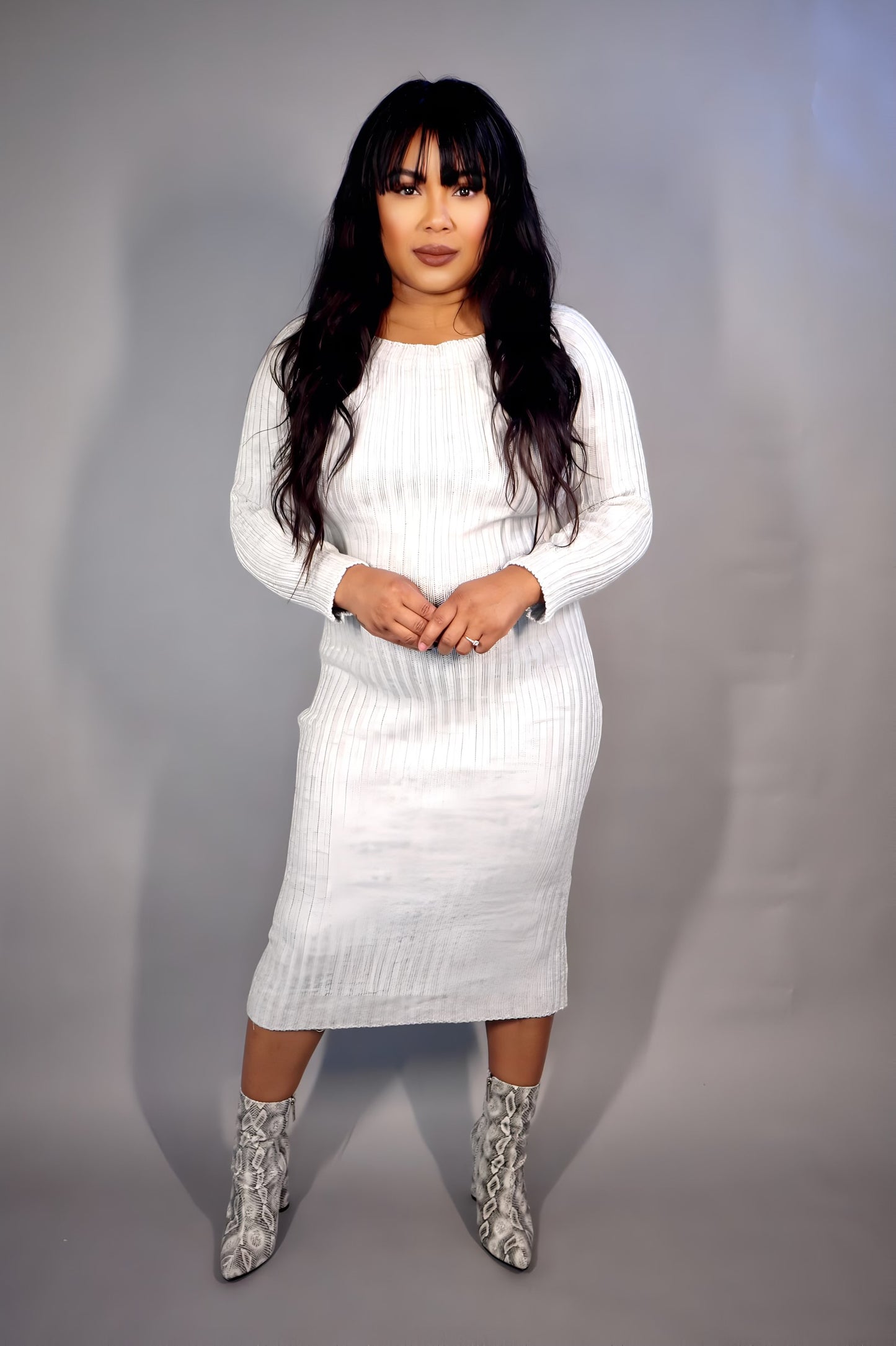 Ribbed bodycon sweater dress