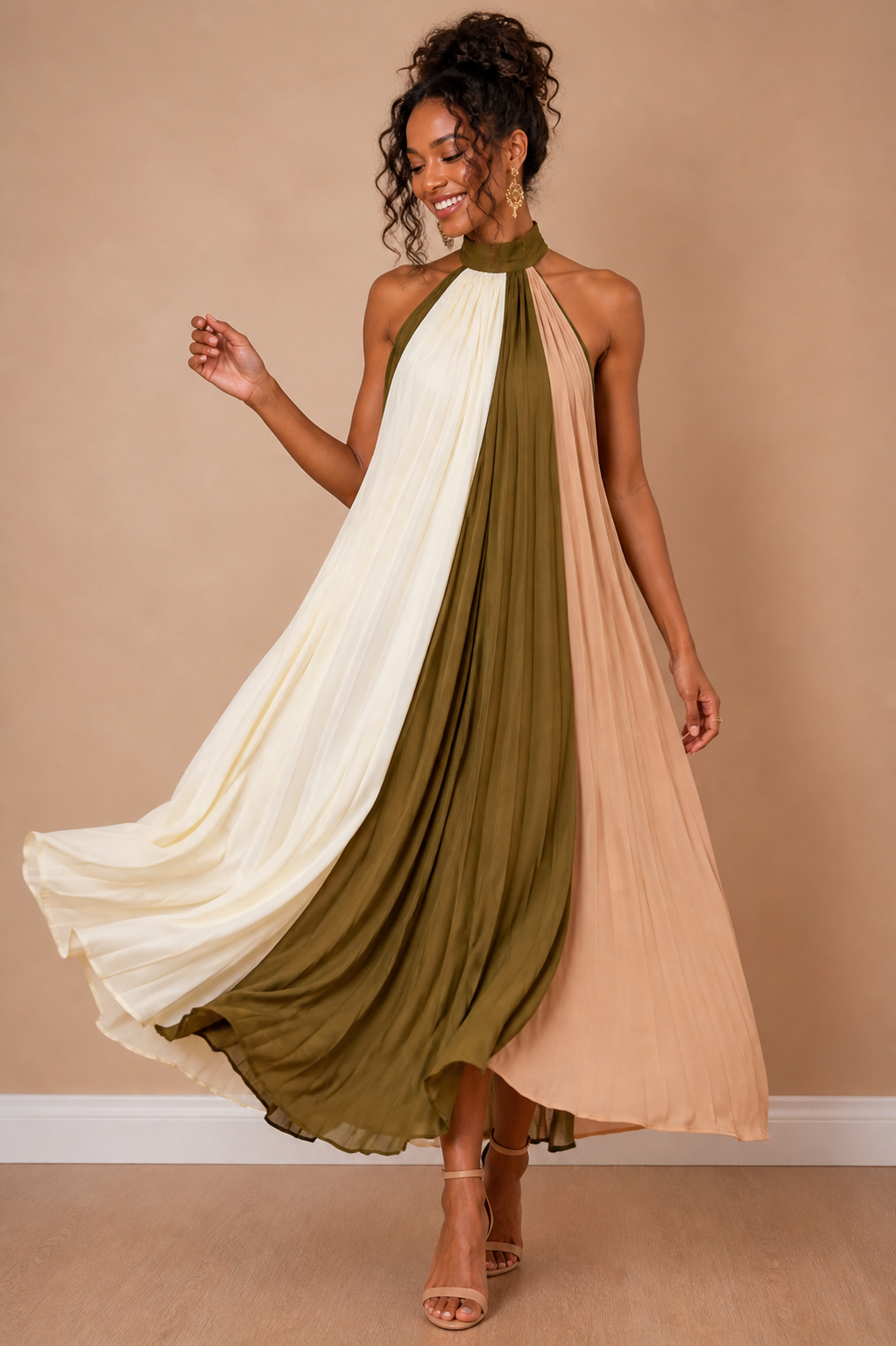 Sunset Muse Halter Maxi Dress