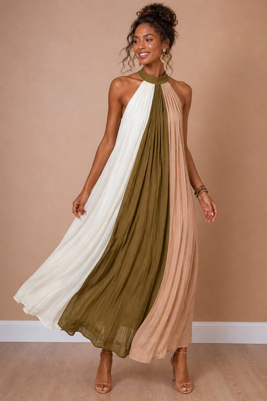 Sunset Muse Halter Maxi Dress
