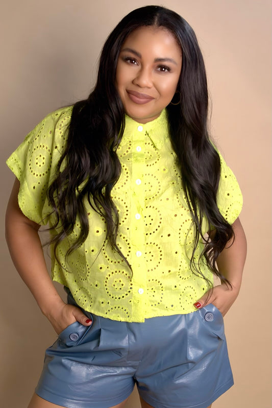 Jade Eyelet Top