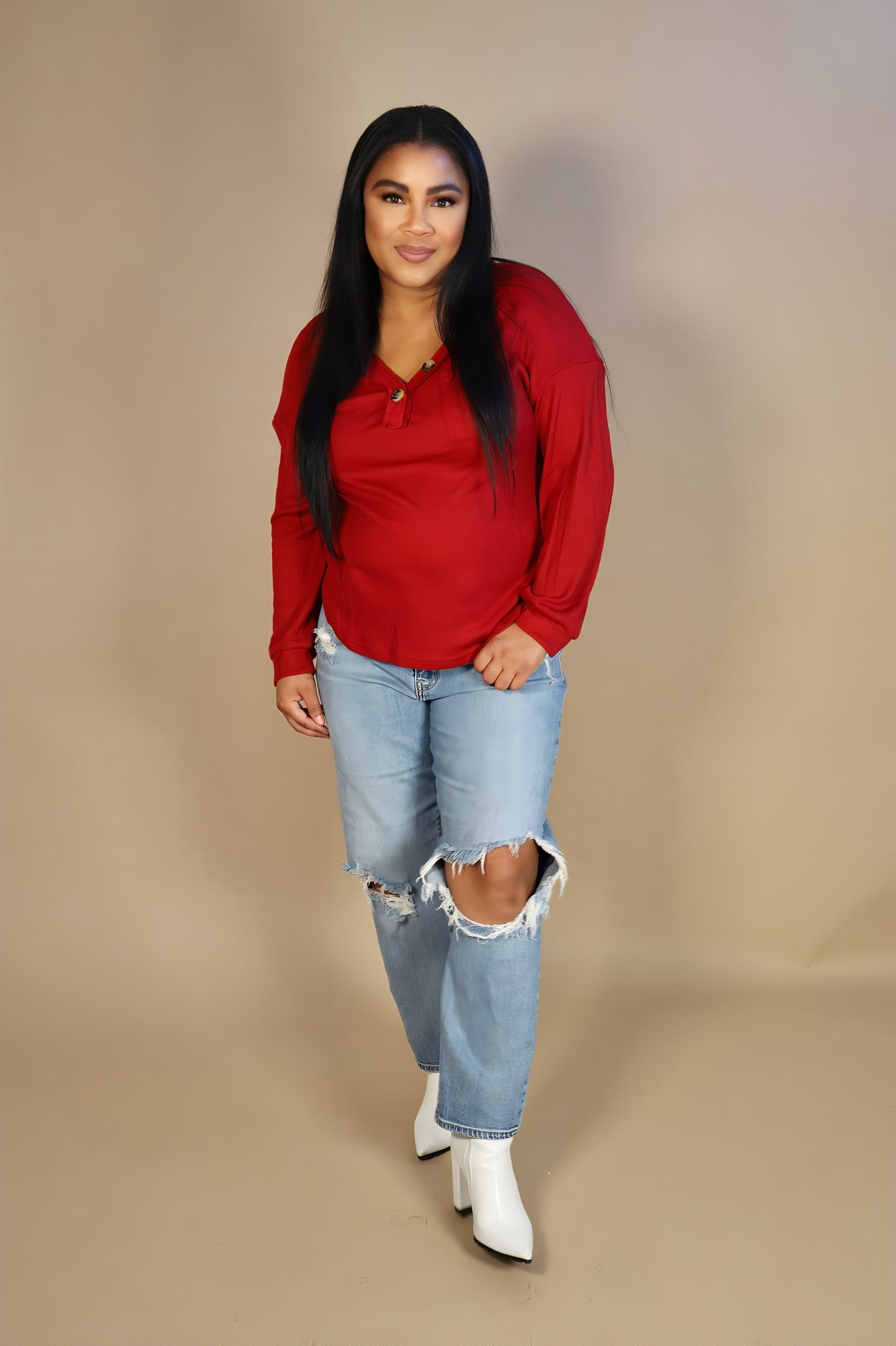 Burgundy V Neck top