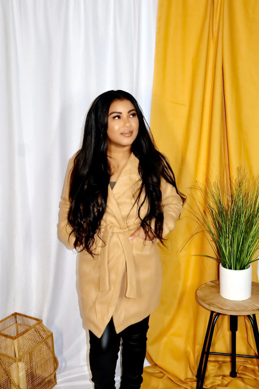 Solid Collar self tie Overcoat